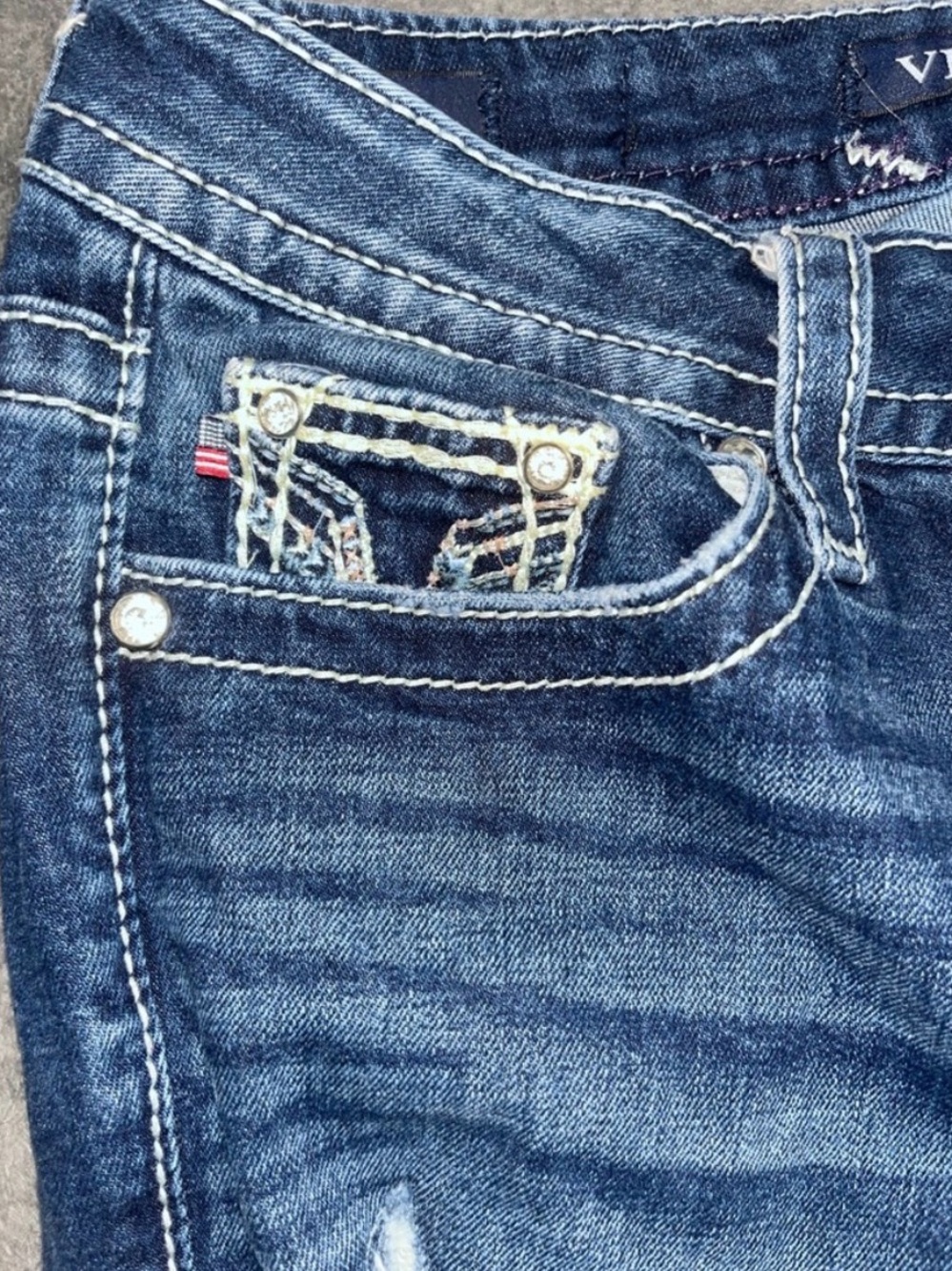 Vigoss Dark Blue Skinny Jeans with Embroidered Back Pocket - Picture 7 of 10